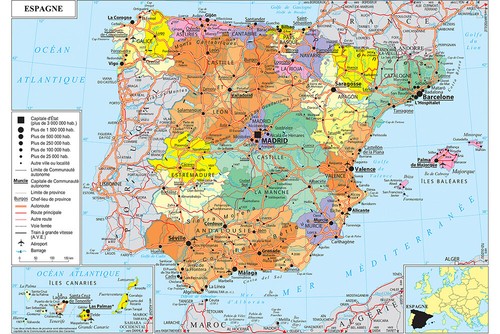 Spagna mappa poster - a2,