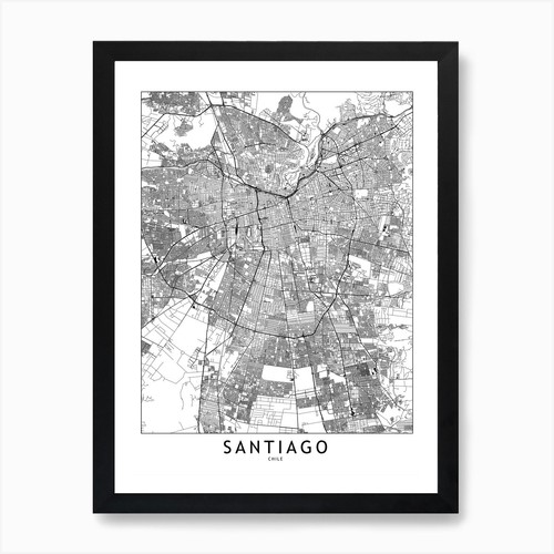 Quadro santiago bianco mappa - santiago,