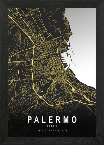 Palermo argento mappa città - argento,
